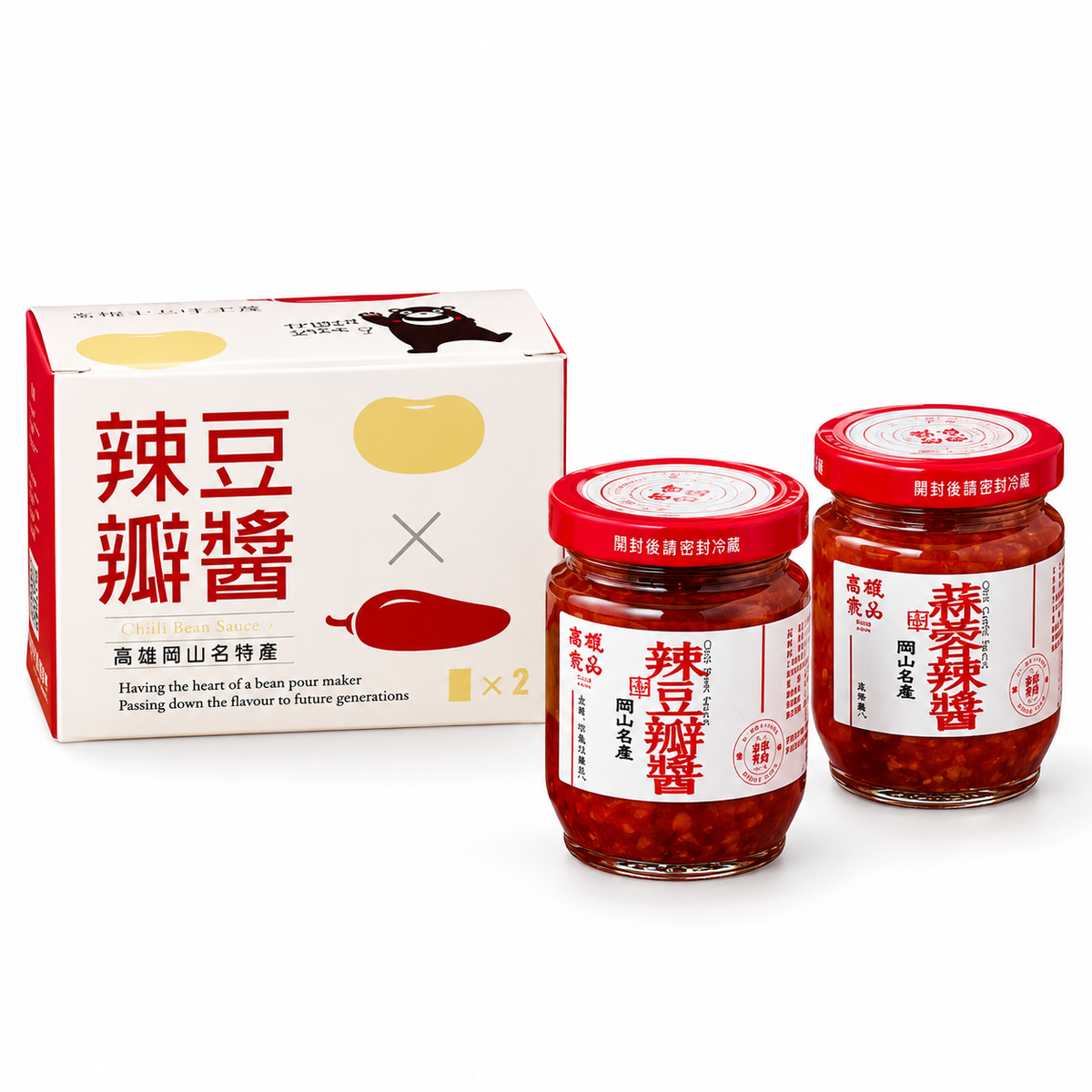 志斌食品｜高雄熊2in1經典雙豆瓣醬禮盒(140g、2瓶)／組